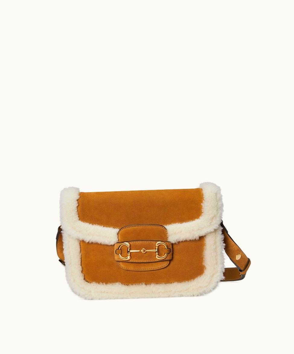 Gucci Gucci Horsebit 1955 Small Bag Light Brown Suede