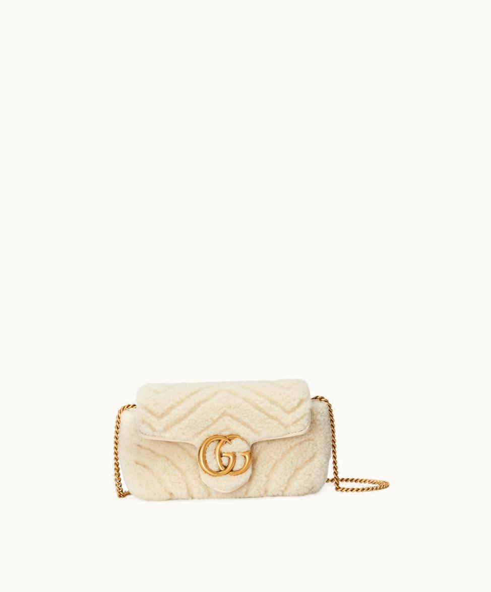 Gucci Gucci GG Marmont Super Mini Bag White Shearling