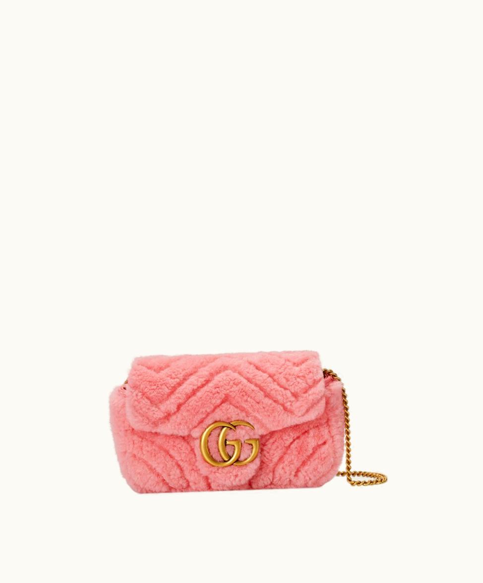 Gucci Gucci GG Marmont Super Mini Bag Light Pink Shearling