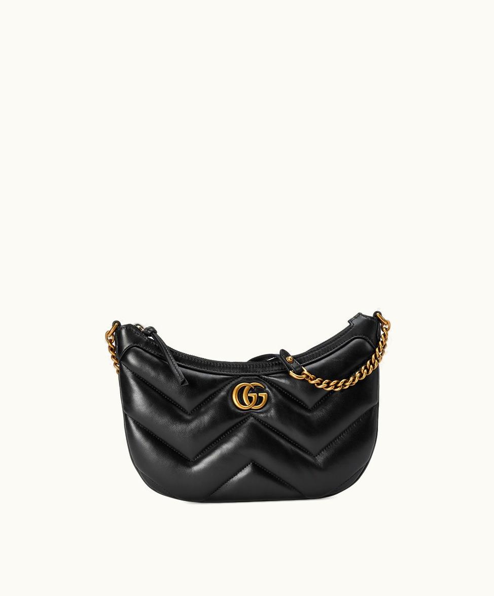 Gucci Gucci GG Marmont Small Shoulder Bag Black Matelassé Leather