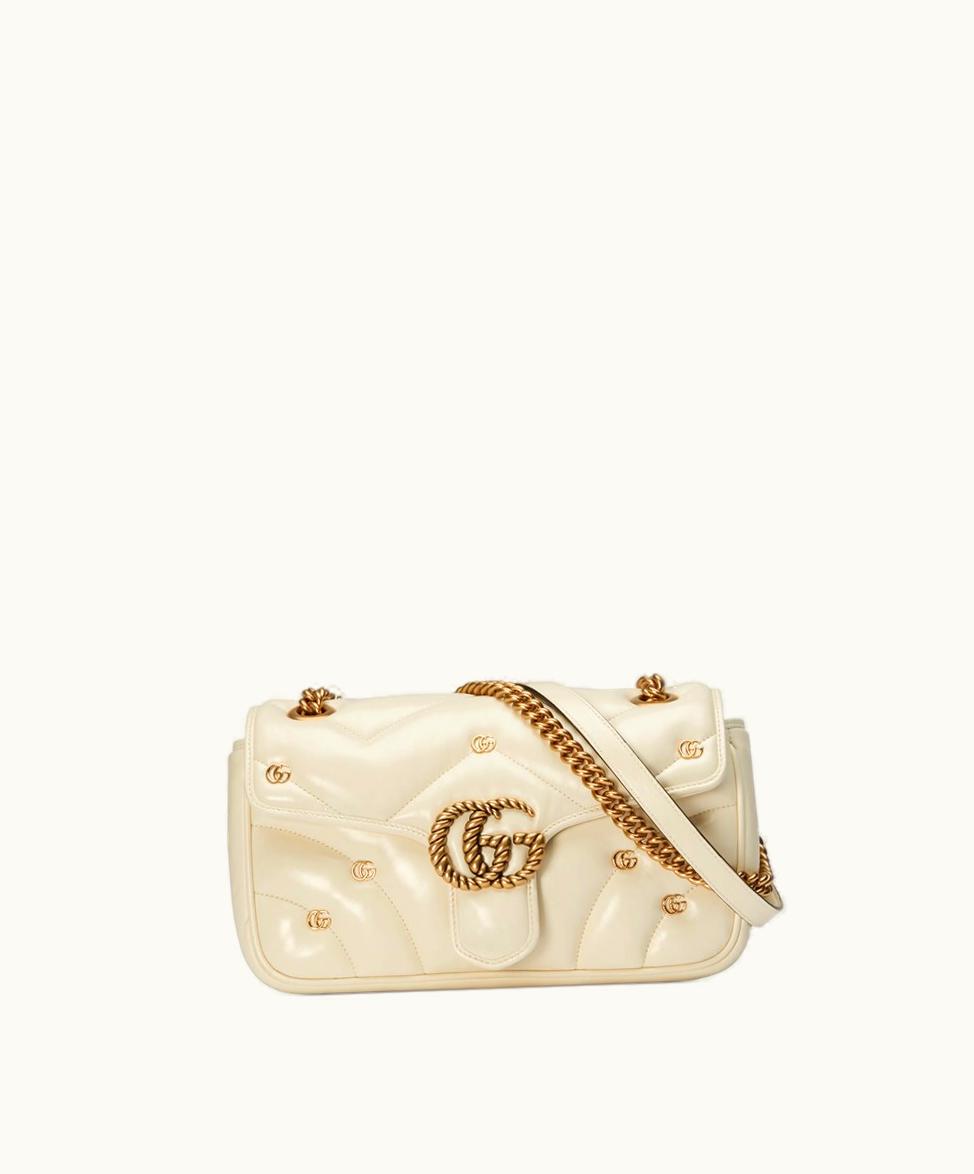 Gucci Gucci GG Marmont Small Shoulder Bag White Matelassé Leather