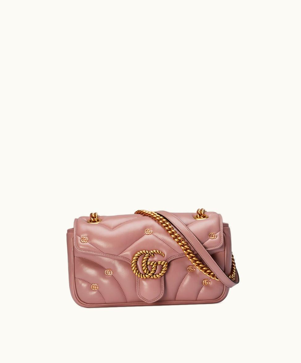 Gucci Gucci GG Marmont Small Shoulder Bag Pink Leather