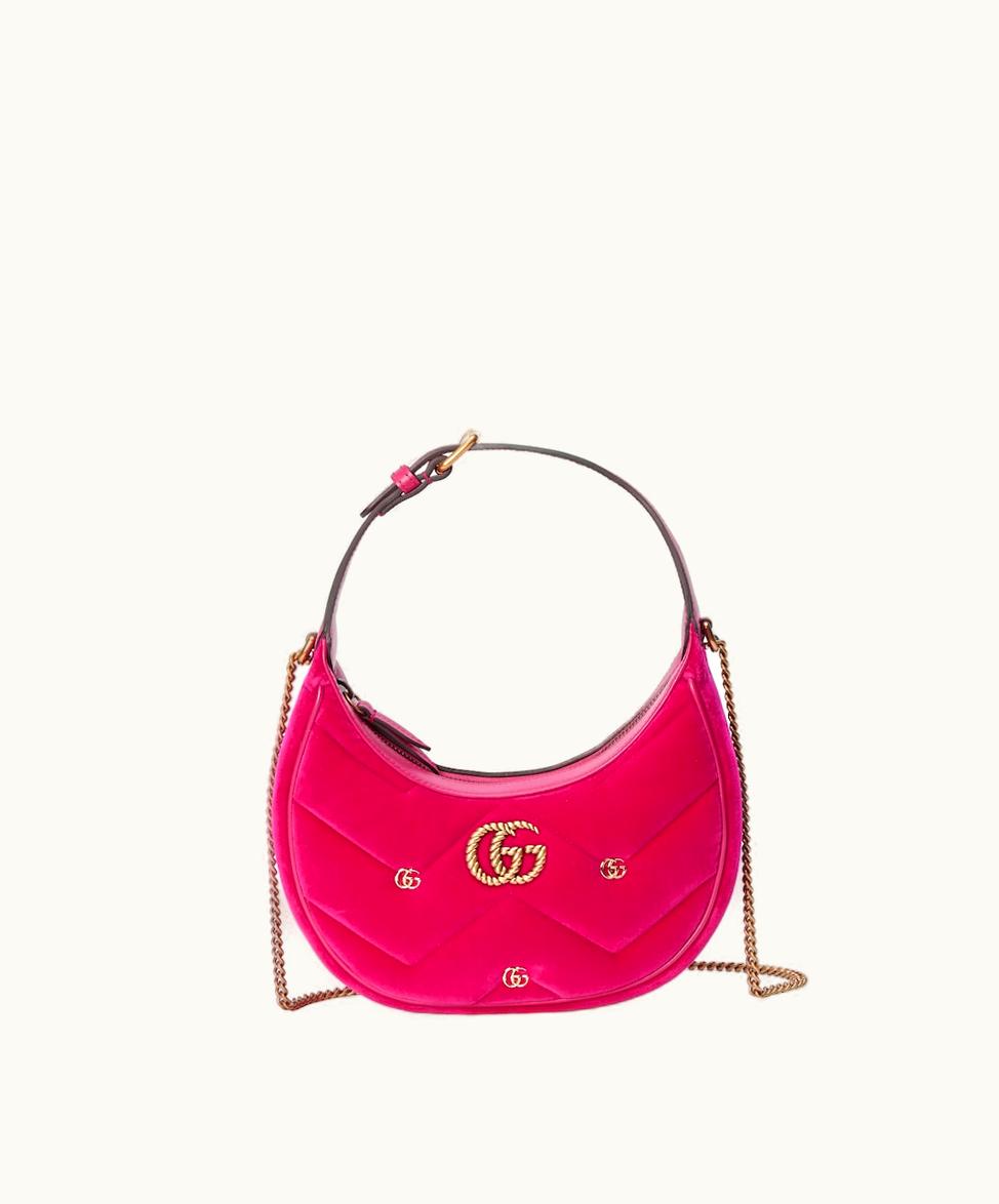 Gucci Gucci GG Marmont half-moon-shaped Mini Bag Dark Pink Velvet