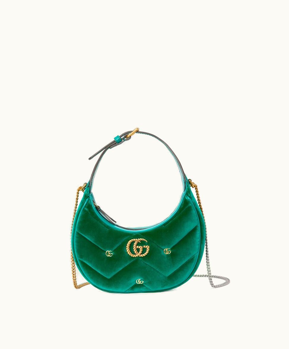 Gucci Gucci GG Marmont half-moon-shaped Mini Bag Green Velvet