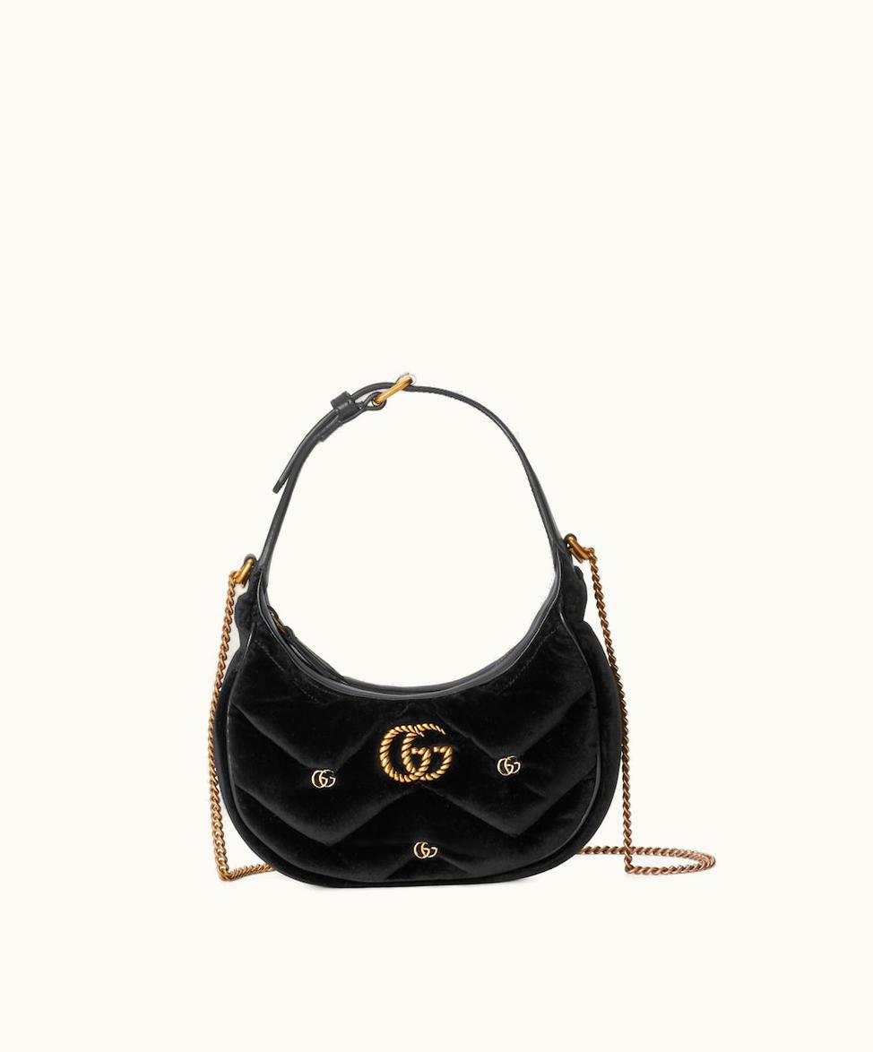 Gucci Gucci GG Marmont half-moon-shaped Mini Bag Black Velvet
