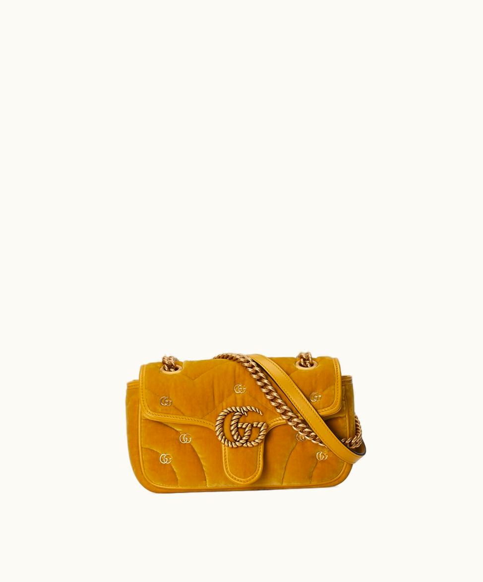 Gucci Gucci GG Marmont Mini Shoulder Bag Dark Yellow Velvet