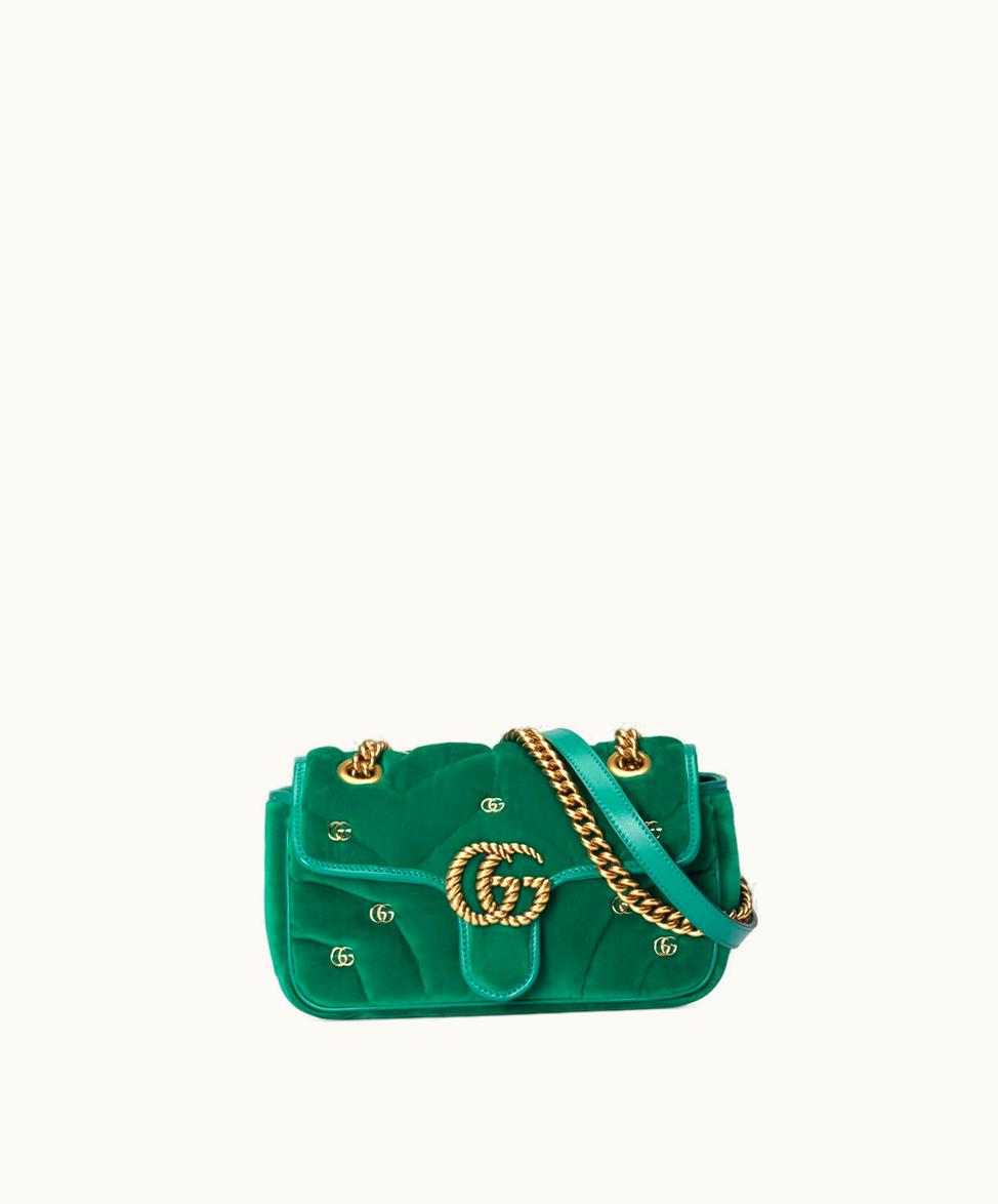 Gucci Gucci GG Marmont Mini Shoulder Bag Green Velvet
