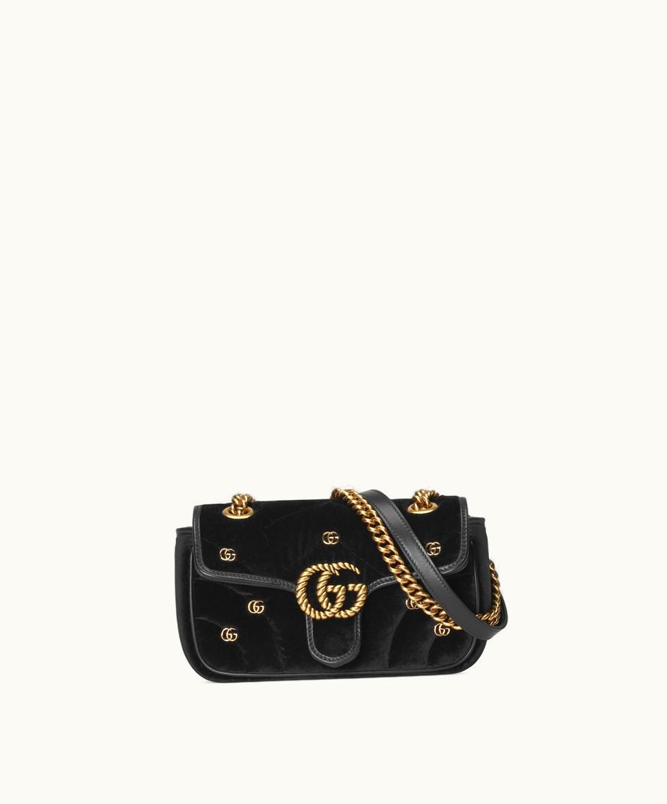 Gucci Gucci GG Marmont Mini Shoulder Bag Black Velvet