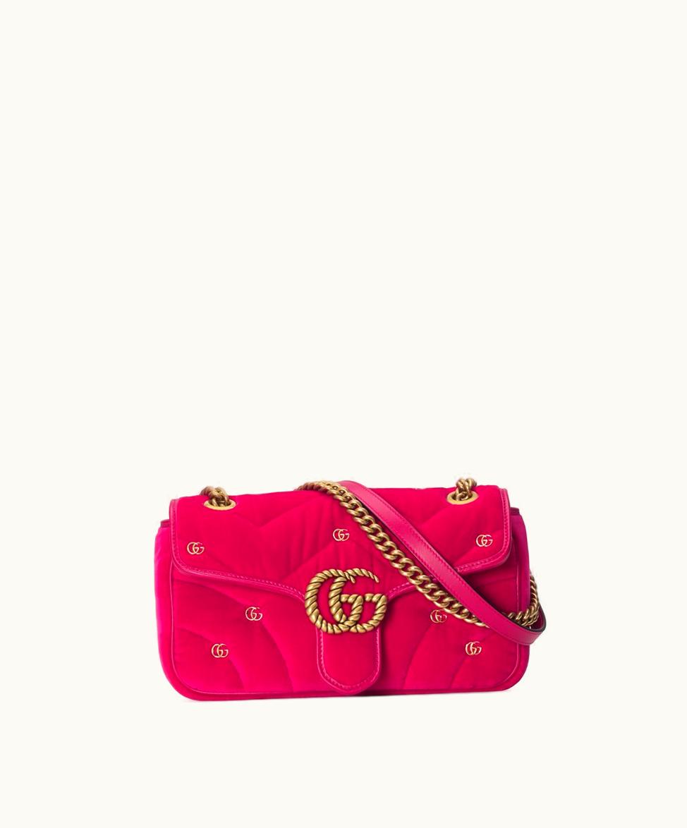 Gucci Gucci GG Marmont Small Shoulder Bag Dark Pink Velvet