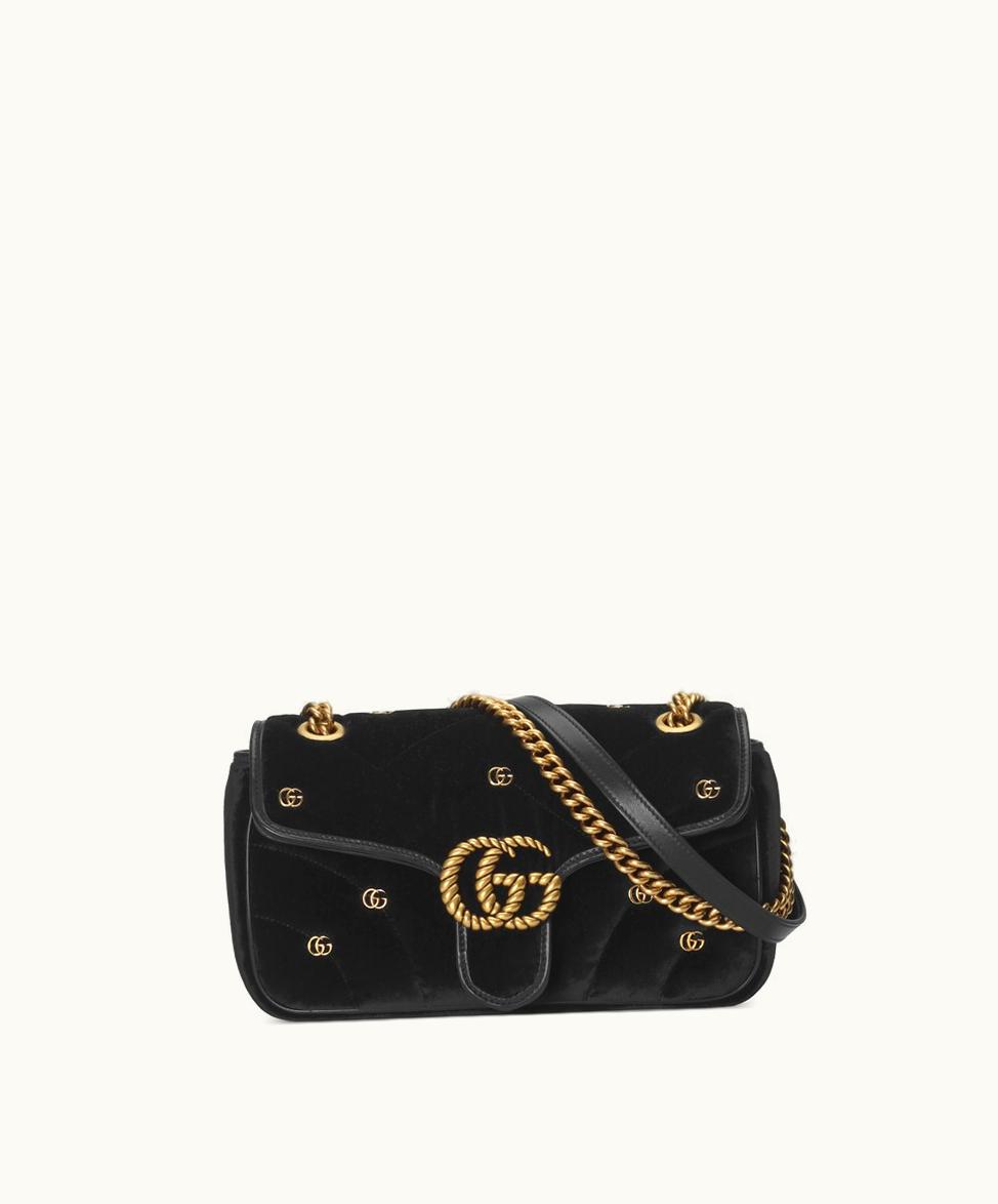 Gucci Gucci GG Marmont Small Shoulder Bag Black Velvet