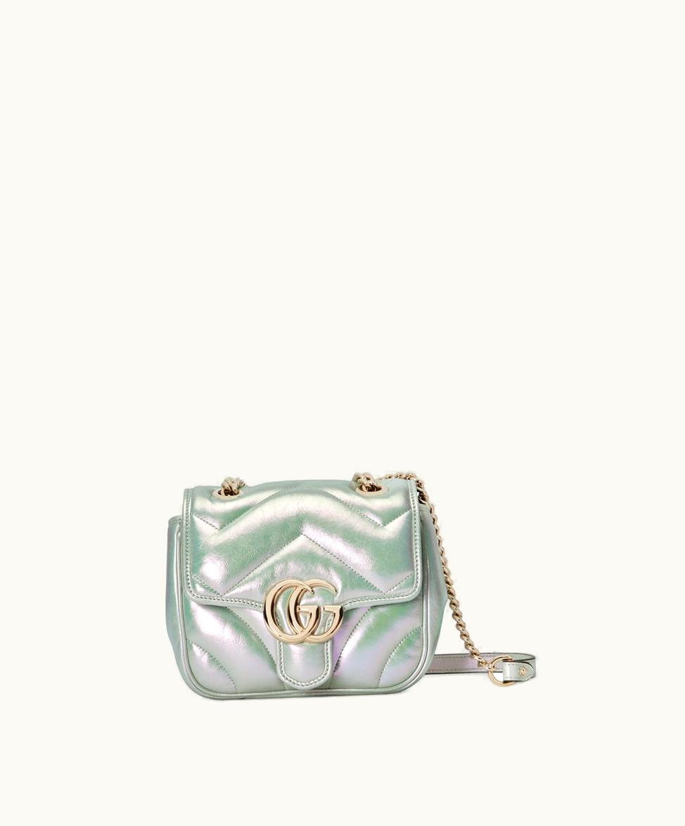 Gucci Gucci GG Marmont Mini Shoulder Bag Green Iridescent Leather