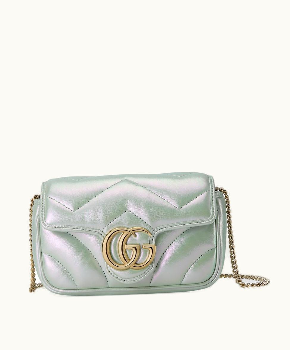 Gucci Gucci GG Marmont Super Mini Bag Light Green Leather