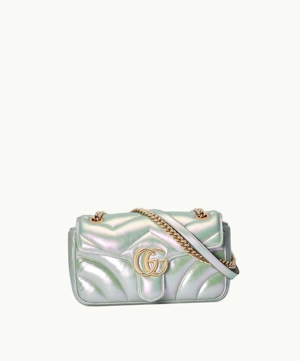Gucci Gucci GG Marmont Small Shoulder Bag Green Iridescent Leather