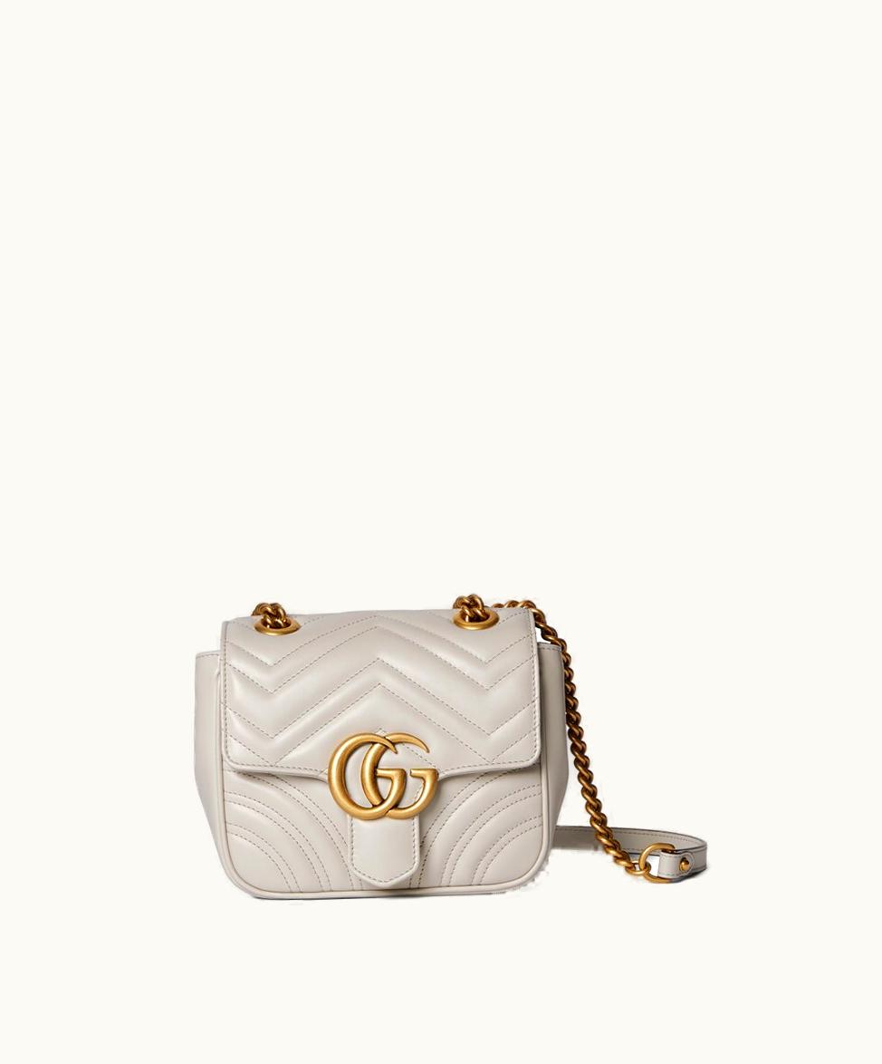 Gucci Gucci GG Marmont Mini Shoulder Bag Light Beige Leather
