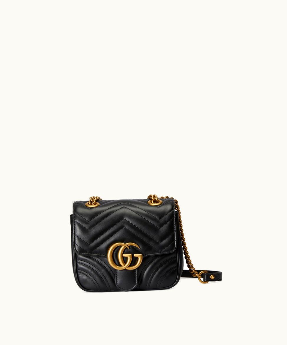 Gucci Gucci GG Marmont Mini Shoulder Bag Black Leather Luxe Edition