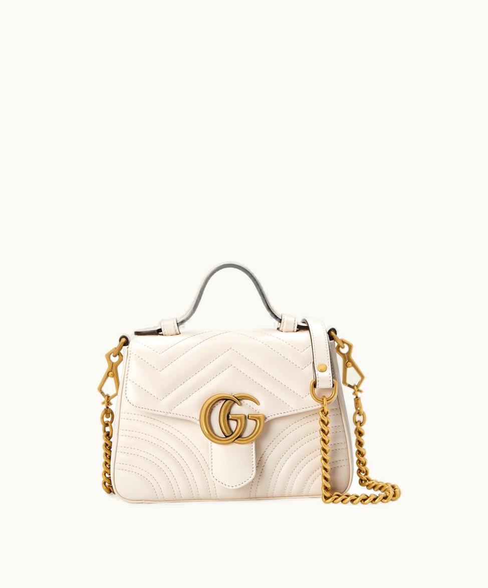 Gucci Gucci GG Marmont Mini Top Handle Bag White Leather