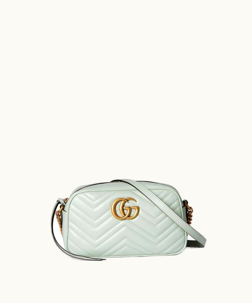 Gucci Gucci GG Marmont Small Shoulder Bag Matelassé Chevron Leather Pale Green
