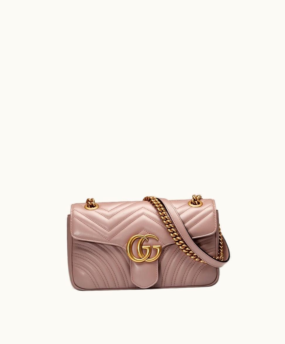 Gucci Gucci GG Marmont Matelassé Shoulder Bag Dusty Pink Leather