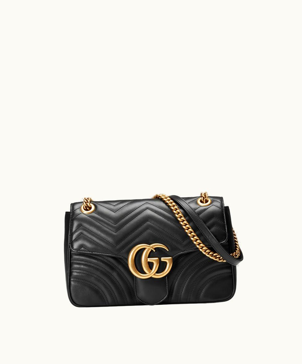 Gucci Gucci GG Marmont Medium Matelassé Shoulder Bag Black Leather