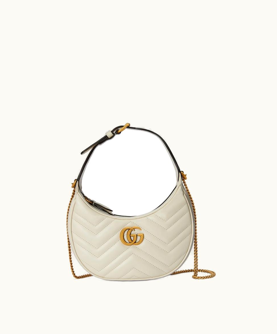 Gucci Gucci GG Marmont half-moon-shaped Mini Bag White Leather