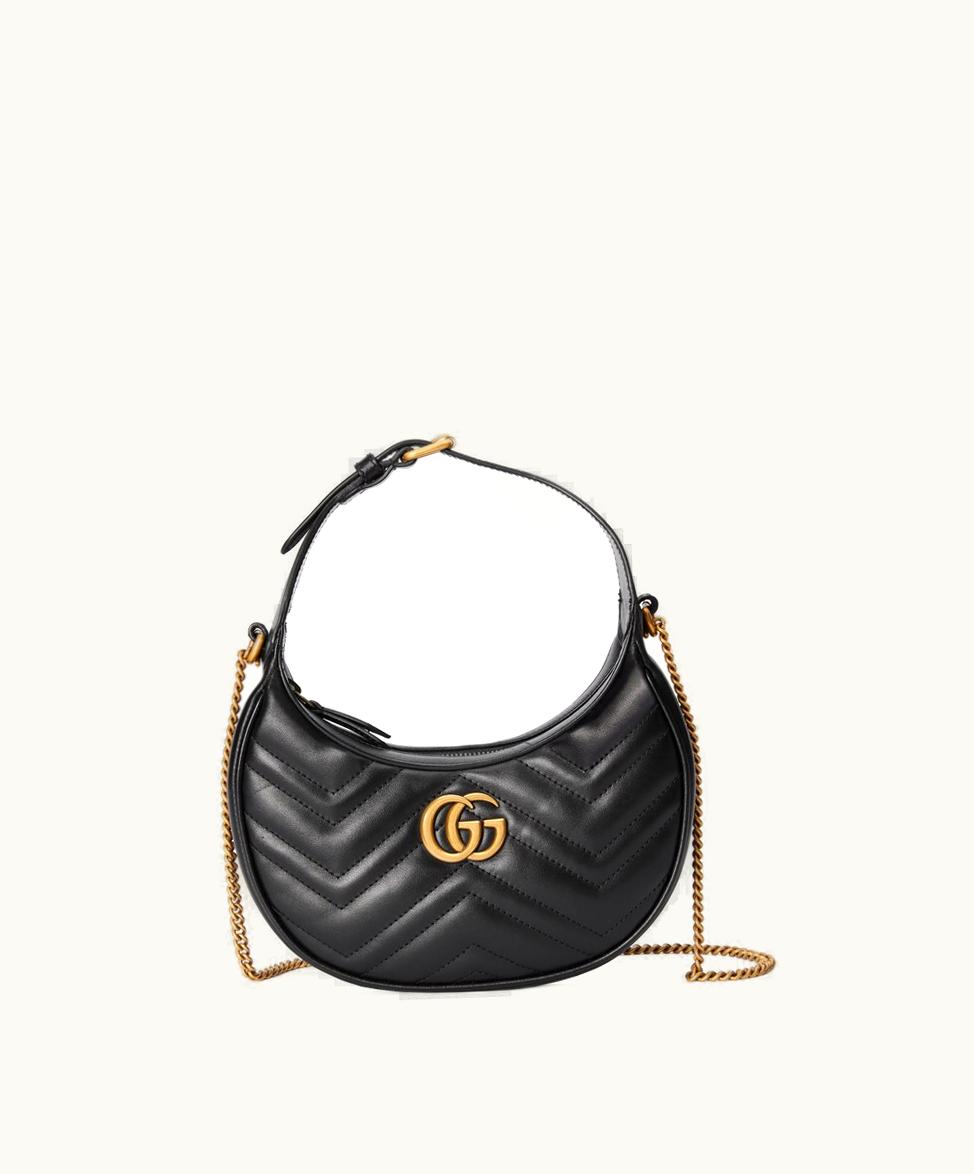 Gucci Gucci GG Marmont half-moon-shaped Mini Bag Black Leather