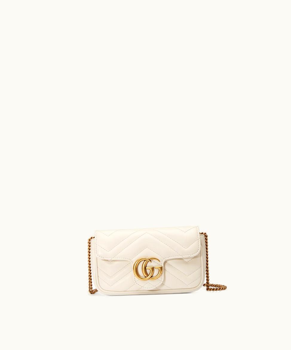 Gucci Gucci GG Marmont Matelassé Leather Super Mini Bag White Chevron Leather