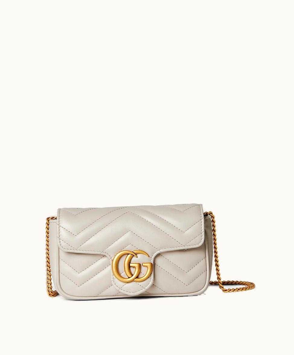 Gucci Gucci GG Marmont Super Mini Bag Light Grey Leather