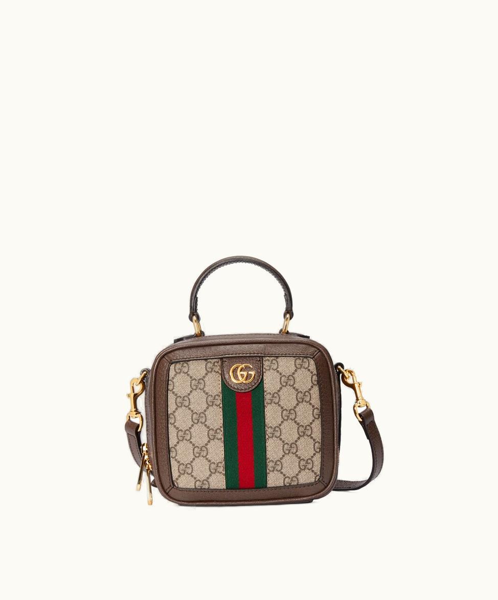 Gucci Gucci Ophidia GG Mini Top Handle Bag Beige And Ebony GG Supreme