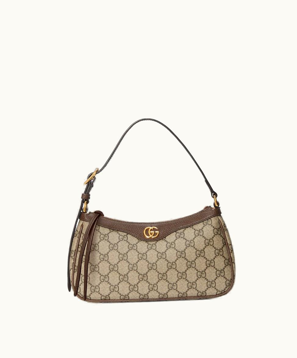 Gucci Gucci Ophidia GG Supreme Small Handbag Beige And Ebony