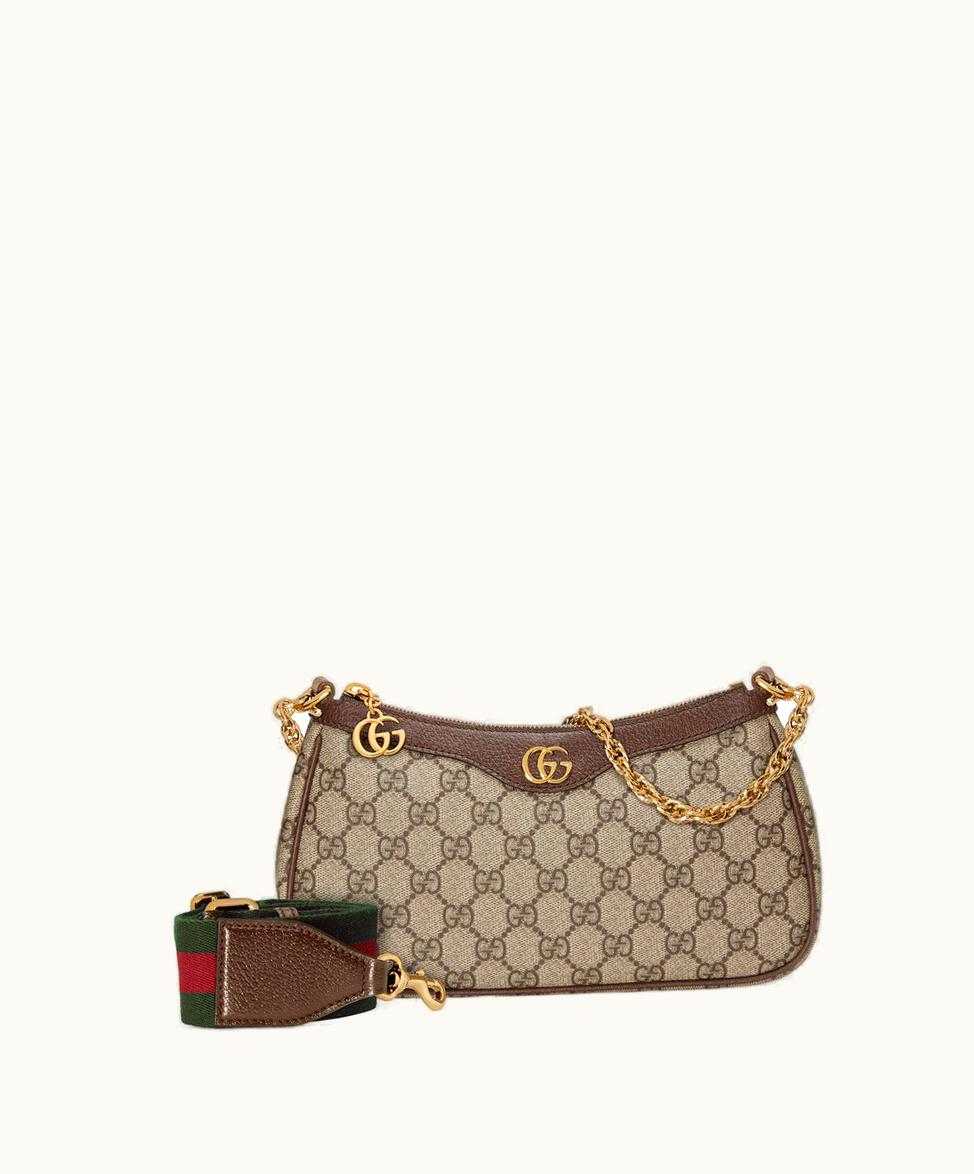 Gucci Gucci Ophidia Small Handbag Beige And Ebony Supreme Double G