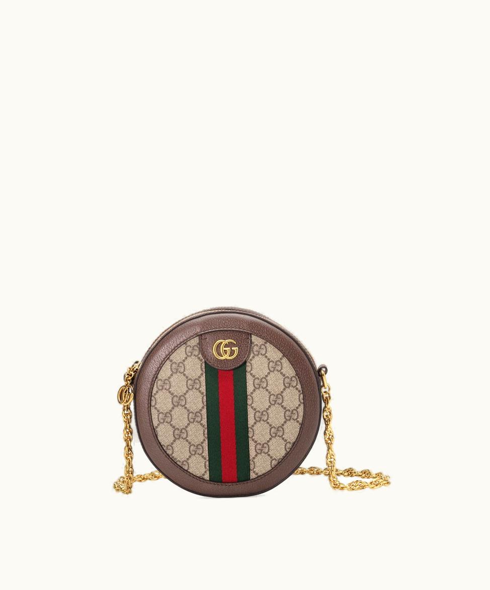 Gucci Gucci Ophidia Mini GG Round Shoulder Bag Beige / Ebony GG Supreme