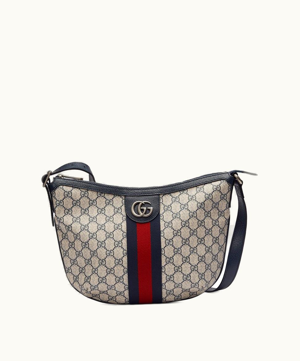 Gucci Gucci Ophidia GG Small Crossbody Bag Beige And Blue GG Supreme