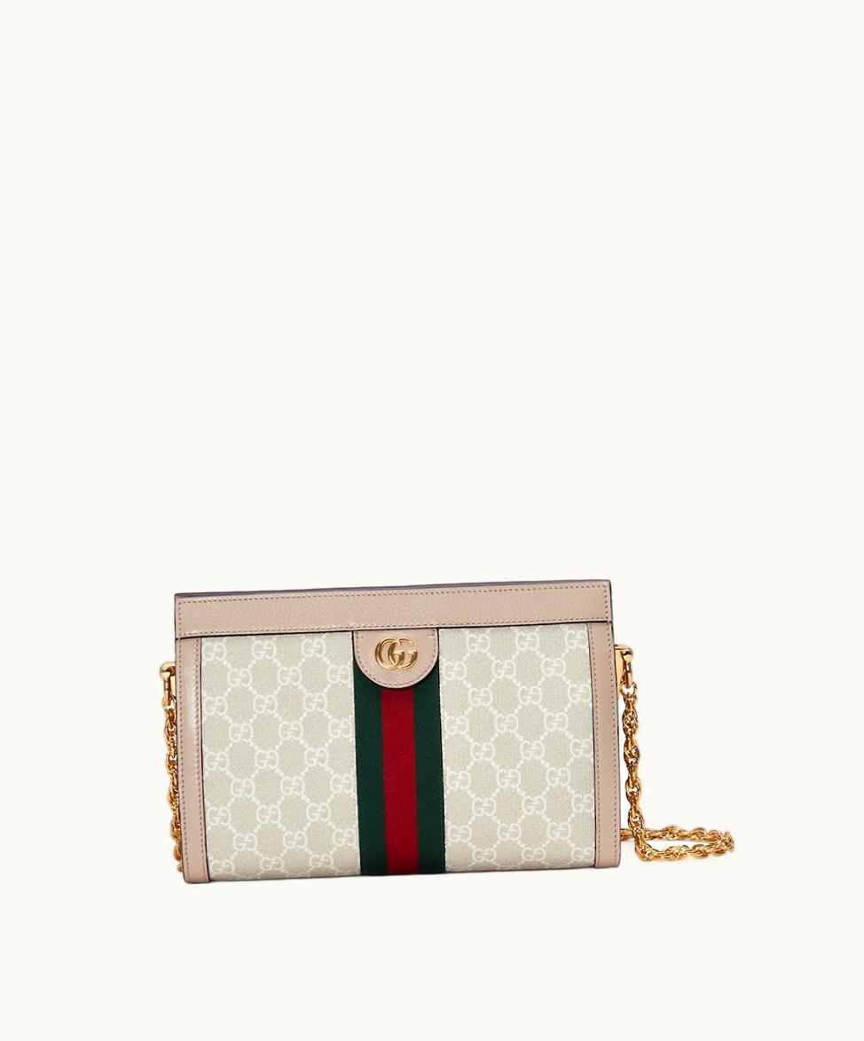 Gucci Gucci Ophidia GG Small Shoulder Bag Beige And White Canvas