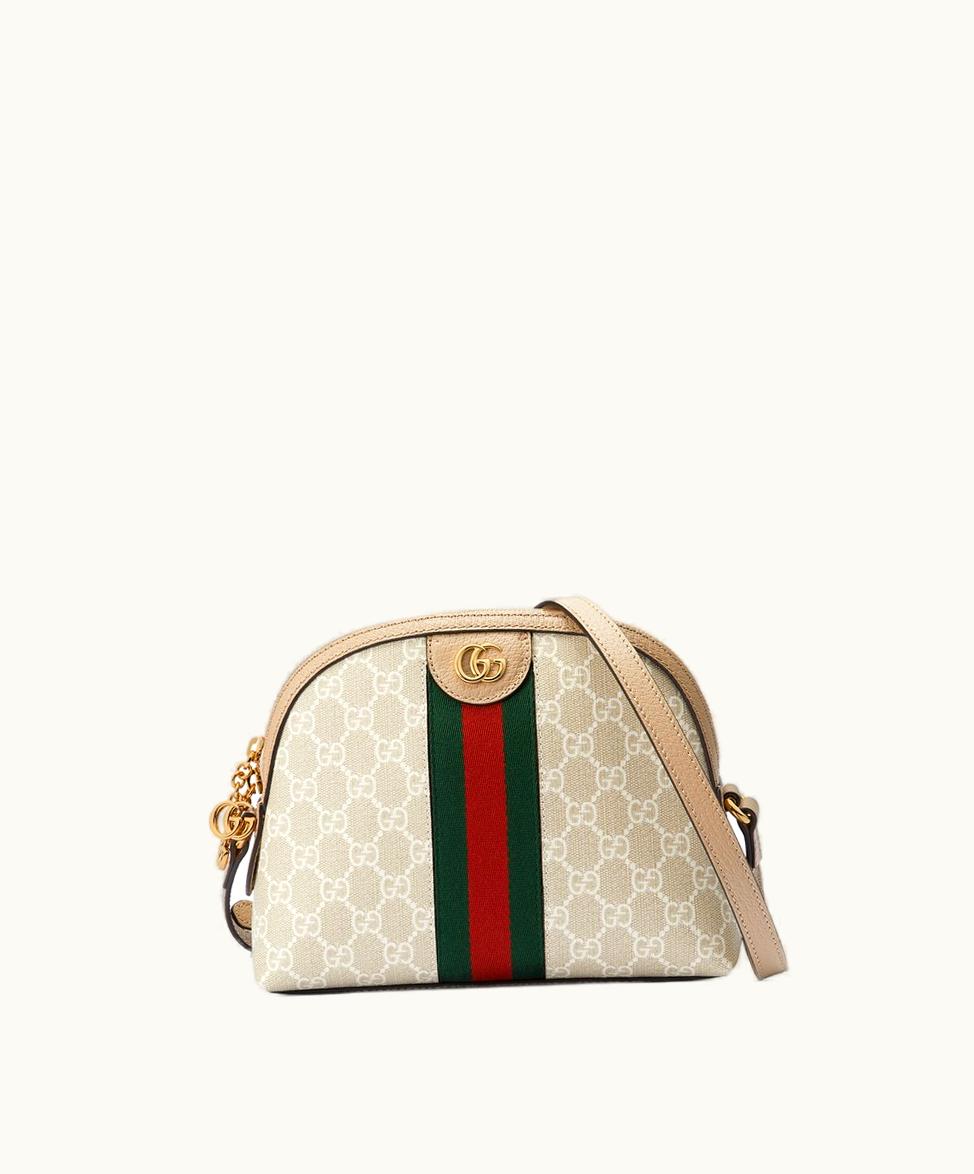 Gucci Gucci Ophidia Small GG Shoulder Bag Beige And White Canvas