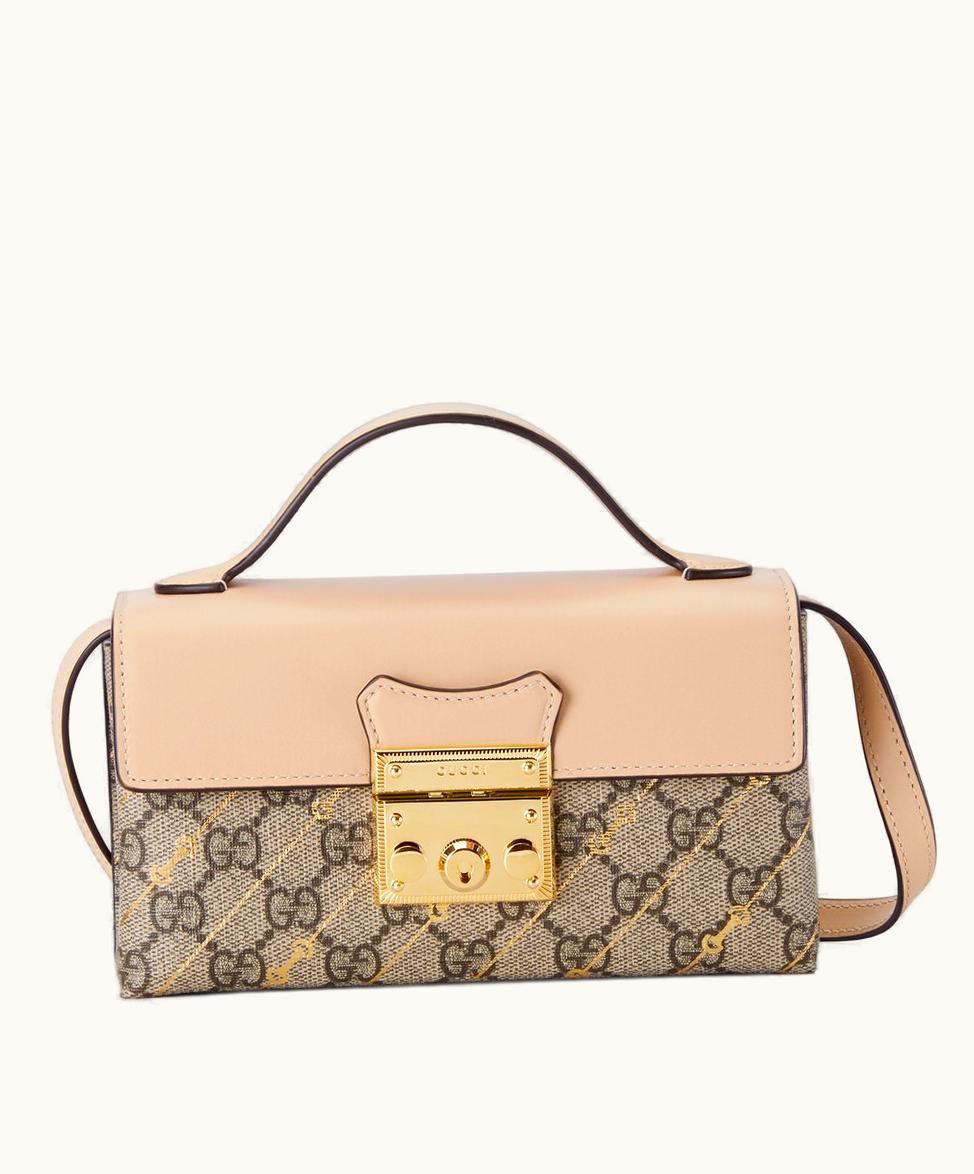 Gucci Gucci Padlock Mini Bag With Horsebit Print Beige And Ebony Supreme
