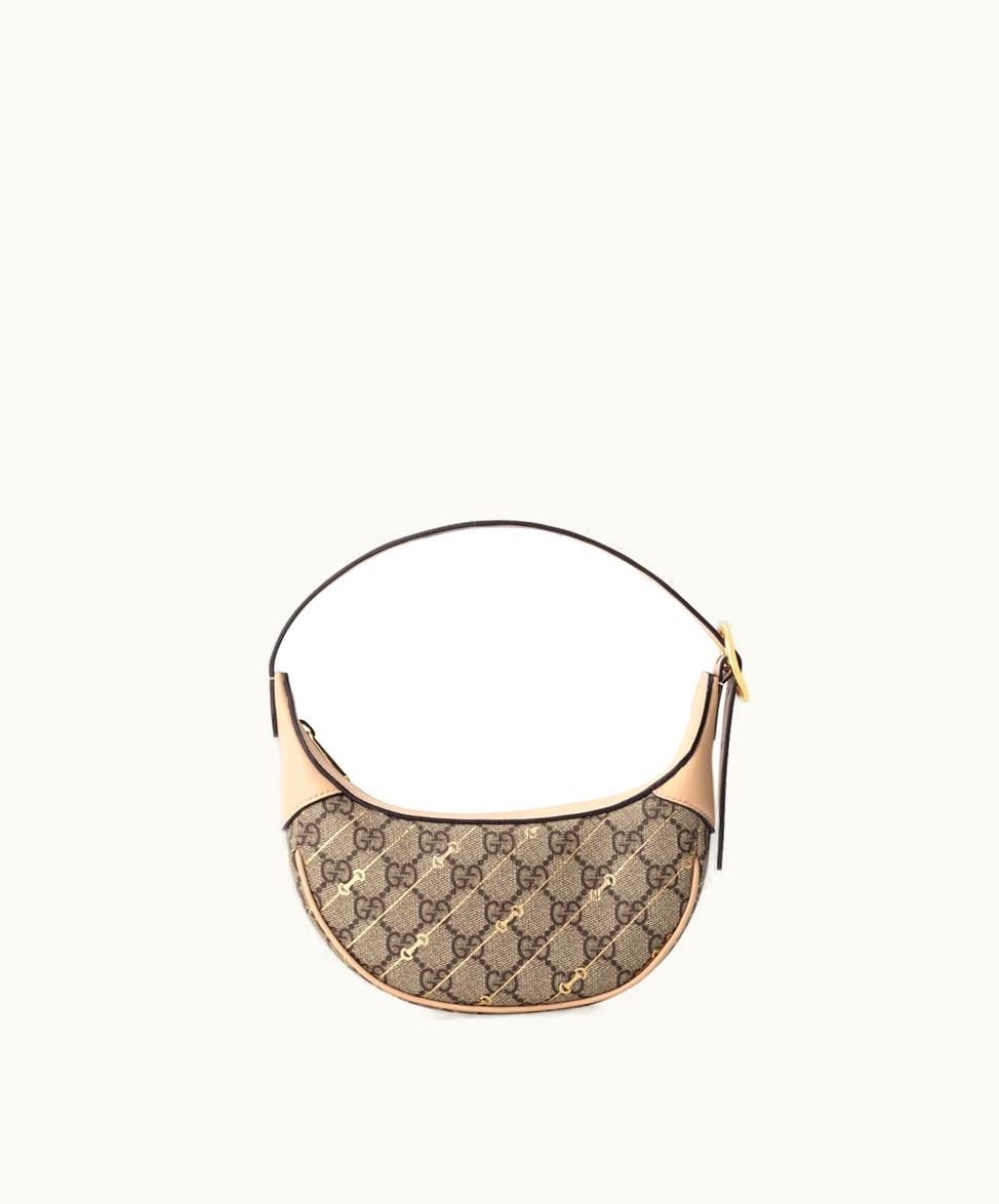 Gucci Gucci Ophidia Mini Bag With Horsebit Print Beige And Ebony Supreme