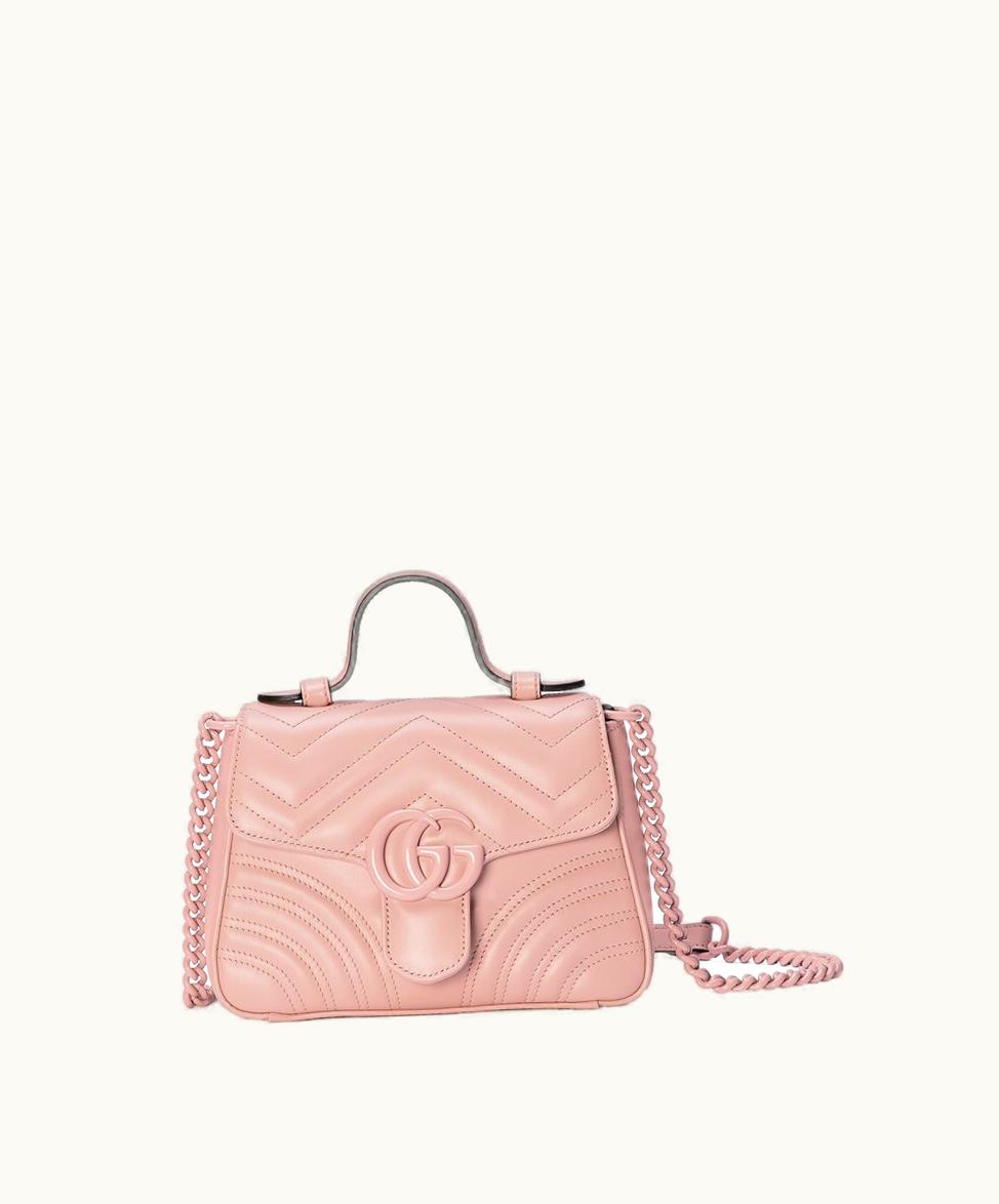 Gucci Gucci GG Marmont Mini Top Handle Bag Light Pink Leather