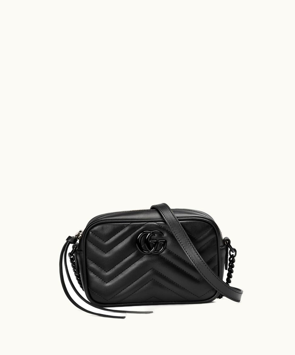 Gucci Gucci GG Marmont Miniature Shoulder Bag Black Leather