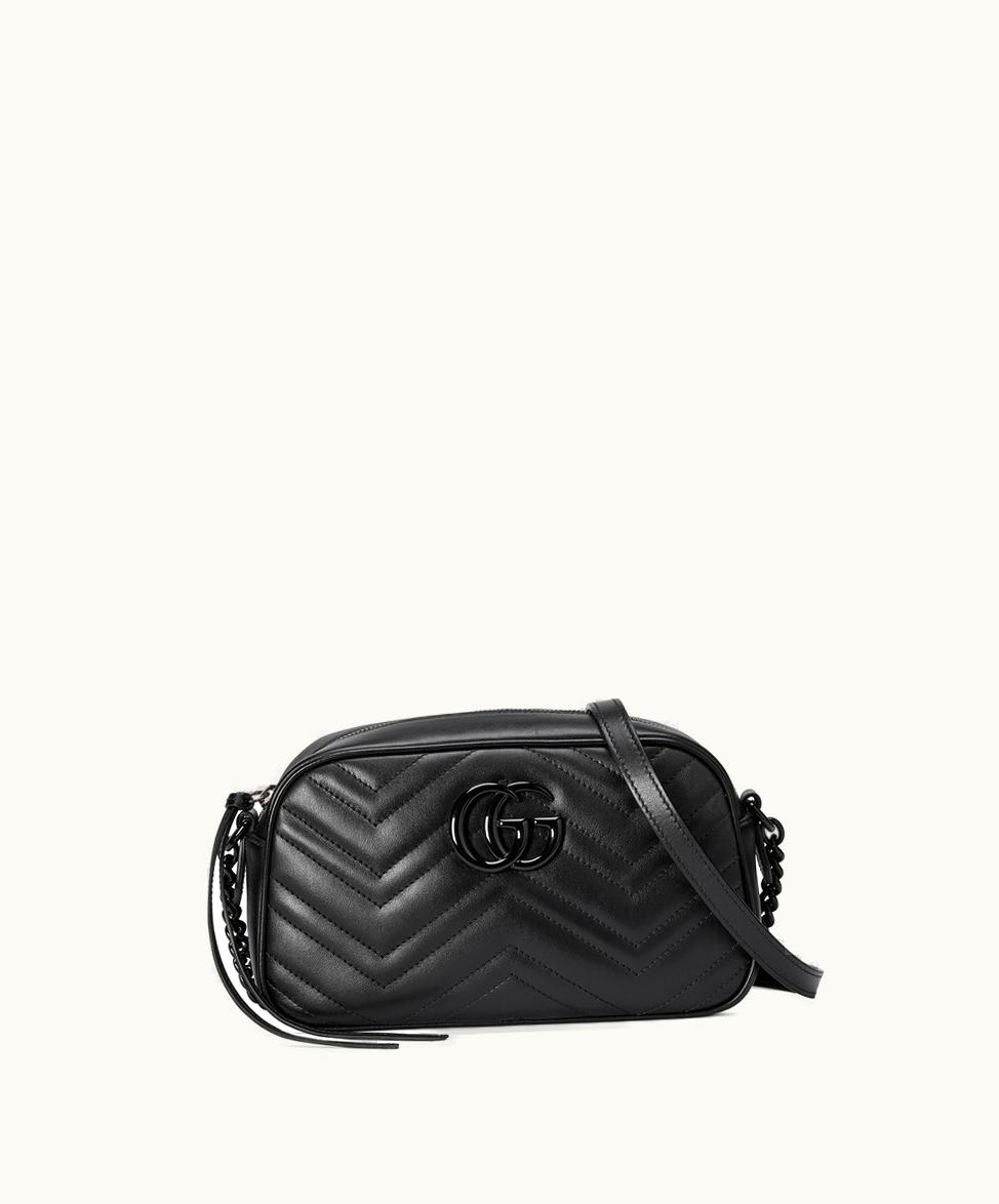 Gucci Gucci GG Marmont Small Shoulder Bag Black Leather 447632DTDHV1000