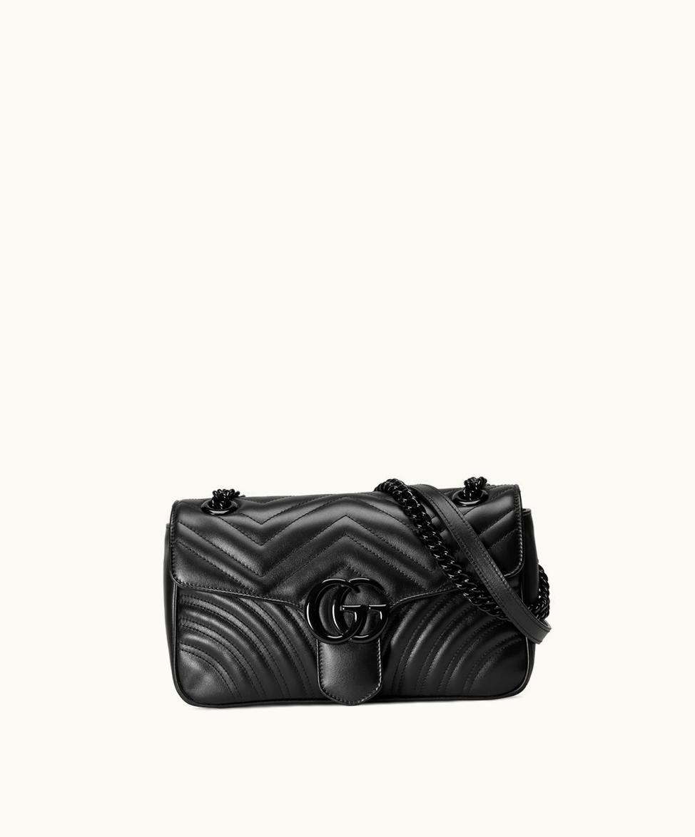 Gucci Gucci GG Marmont Small Shoulder Bag Black Leather 443497DTDFV1000