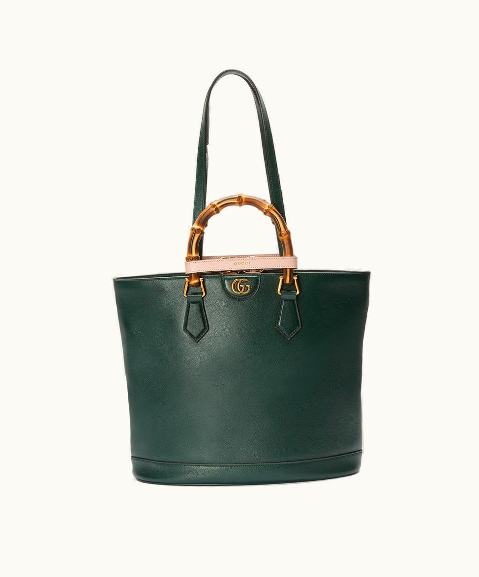 Gucci Gucci Diana Medium Tote Bag Dark Green Leather