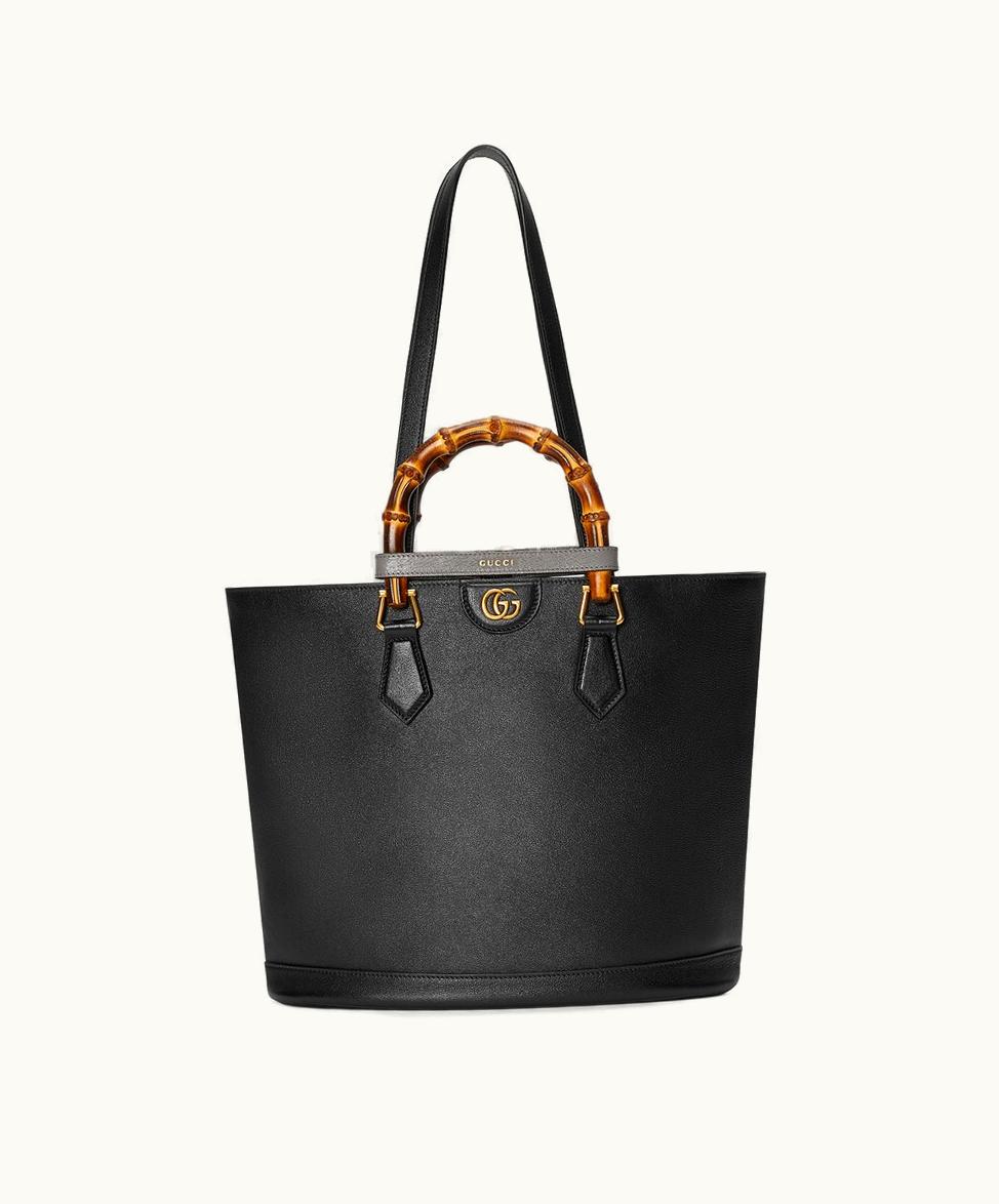 Gucci Gucci Diana Medium Bamboo Tote Bag Black Leather