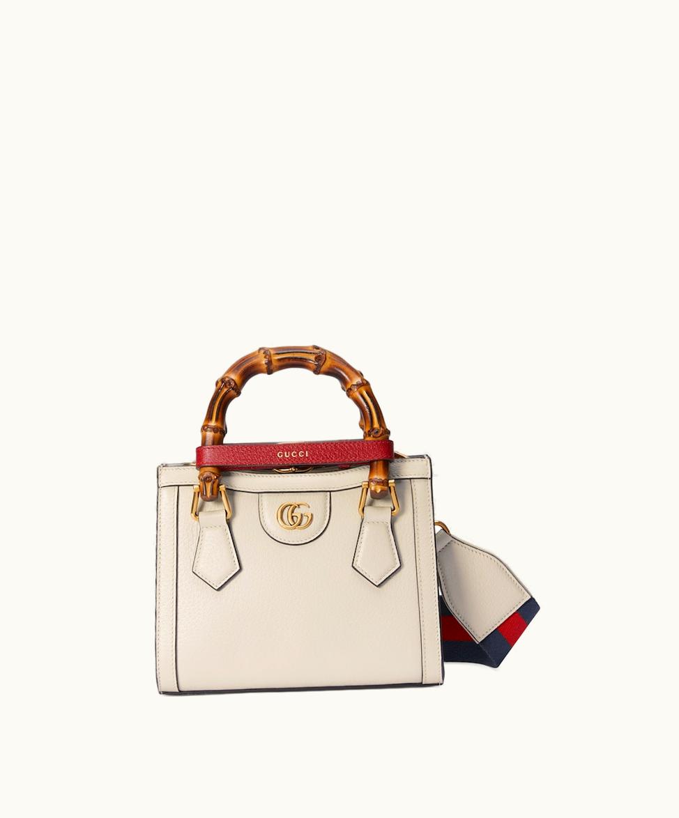 Gucci Gucci Diana Mini Neon White Leather Tote Bag