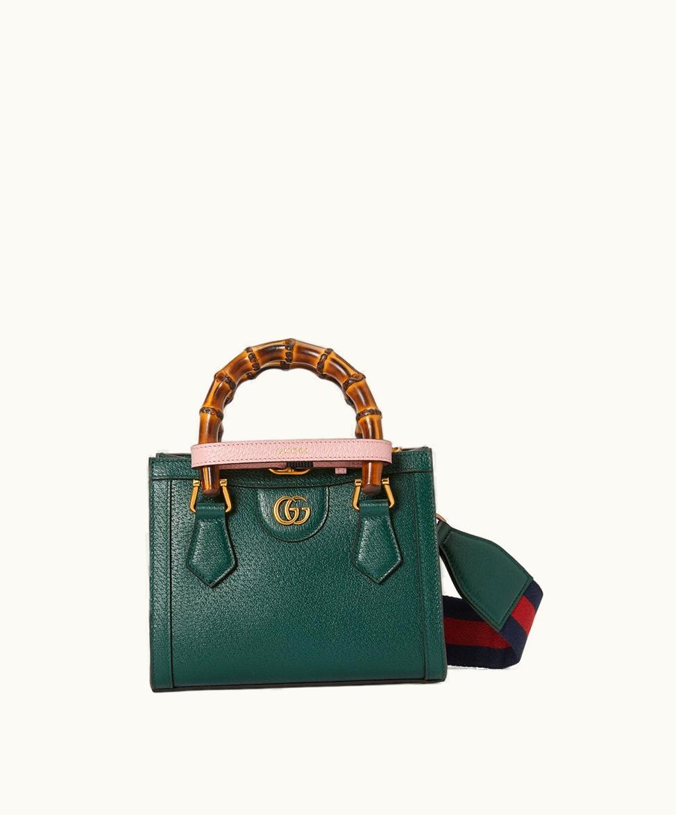 Gucci Gucci Diana Mini Tote Bag Green Leather