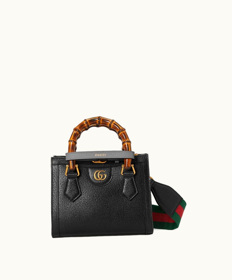 Gucci Gucci Diana Mini Neon Belt Tote Bag Black Leather