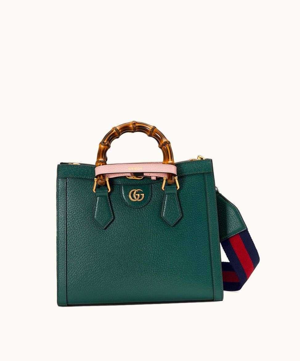 Gucci Gucci Diana Small Tote Bag Green Leather