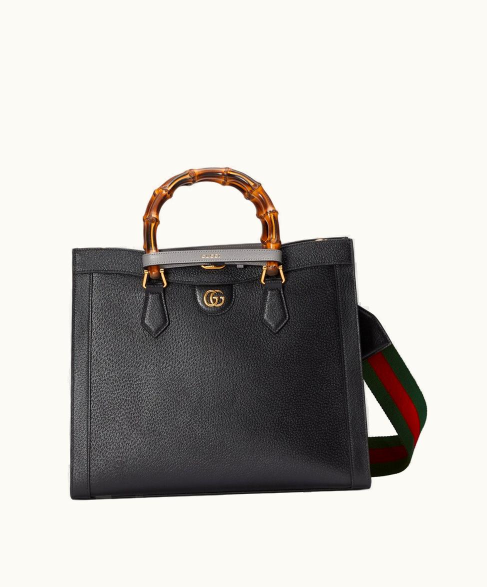 Gucci Gucci Diana Bamboo Medium Tote Bag Black Leather
