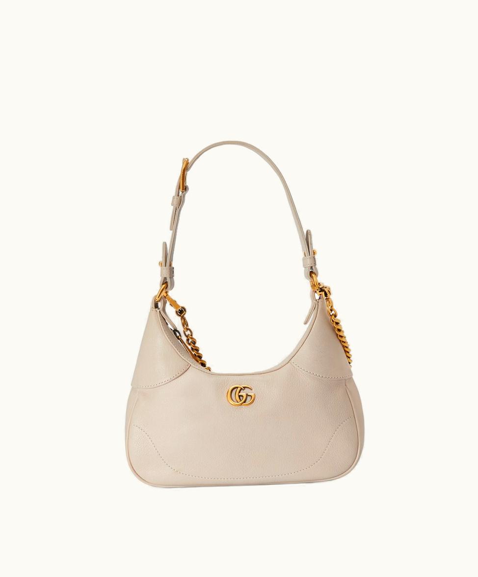 Gucci Gucci Aphrodite Small Crescent Shoulder Bag White Leather
