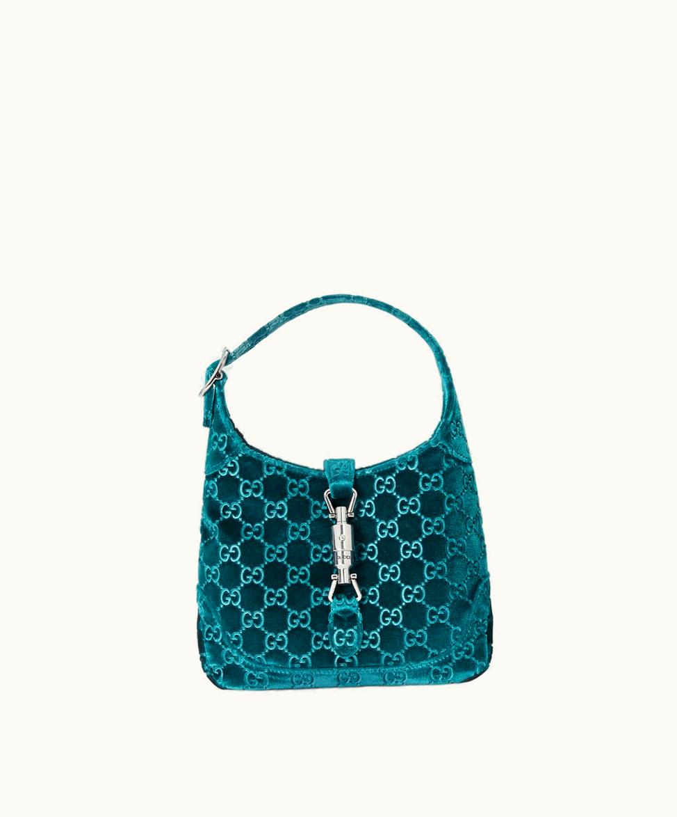Gucci Gucci Jackie 1961 Small Shoulder Bag Dark Blue GG Velvet