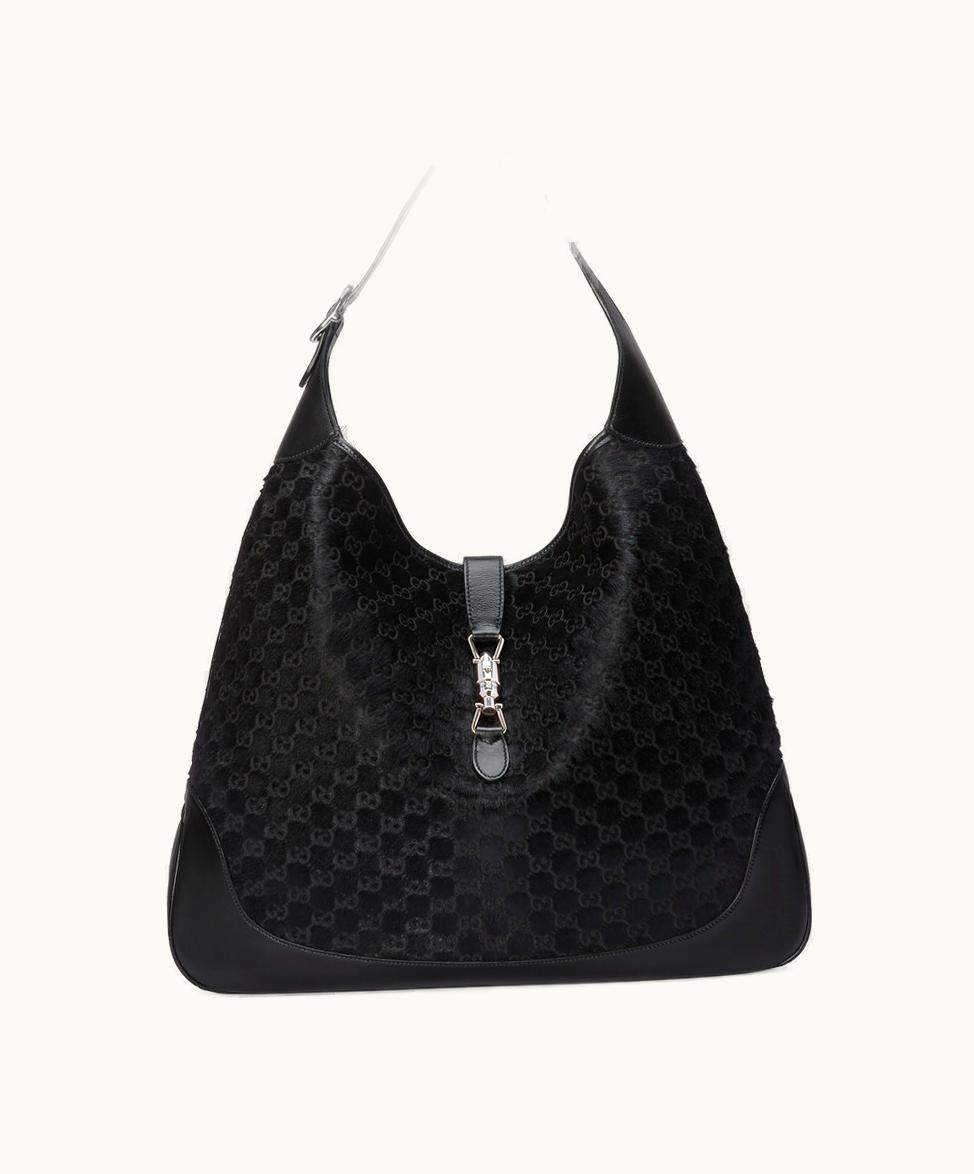 Gucci Gucci Jackie 1961 Large Shoulder Bag Black GG Velvet